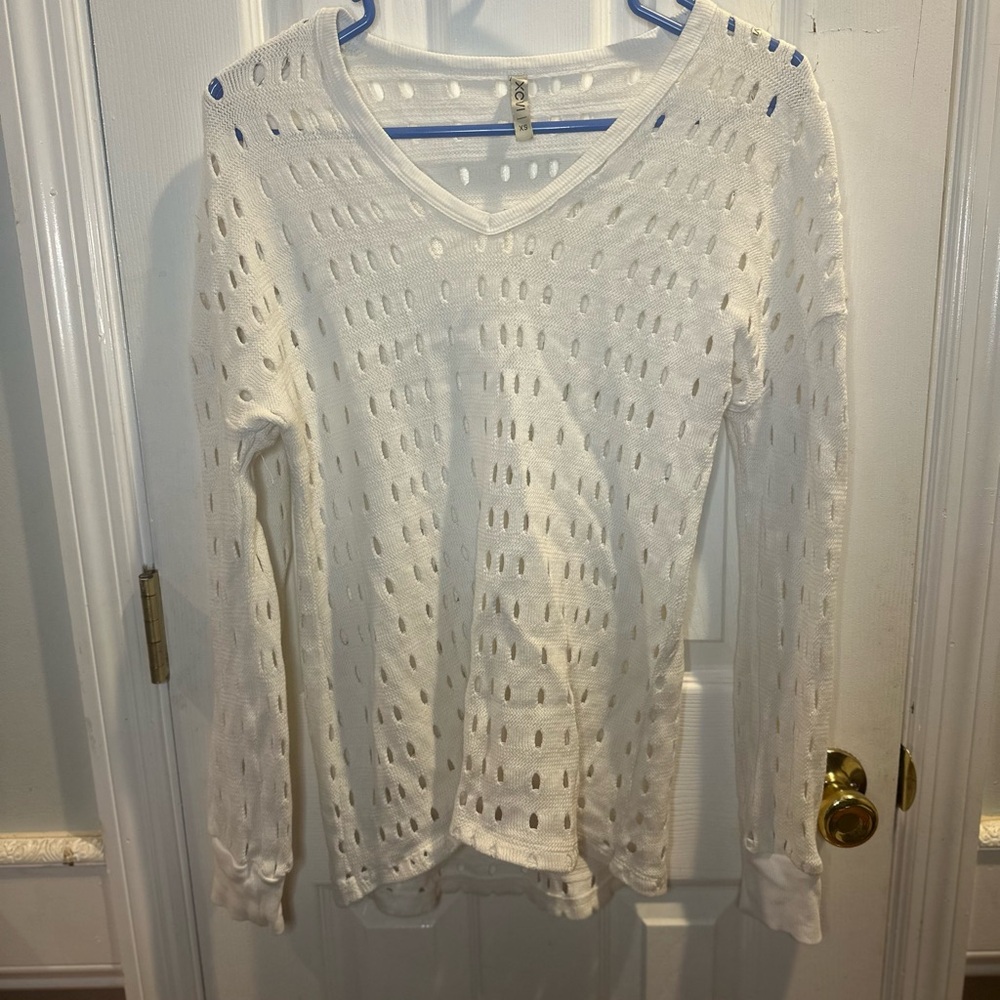 XCVI Open Knit Sweater White XS‎
